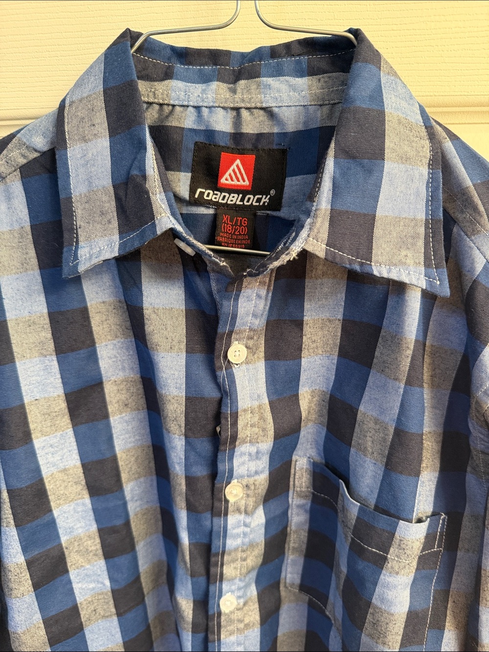 Roadblock Blue and Black Plaid Button-Up Shirt